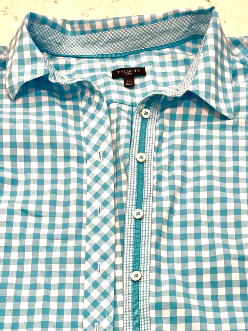 Talbots classic cotton button down shirt gingham Style P194075431